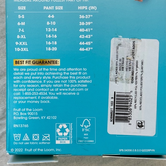 Fruit of the Loom Womens Breathable 6 Bikinis Tri Cool Comfort Underwear Sz 9 2X - Picture 9 of 11